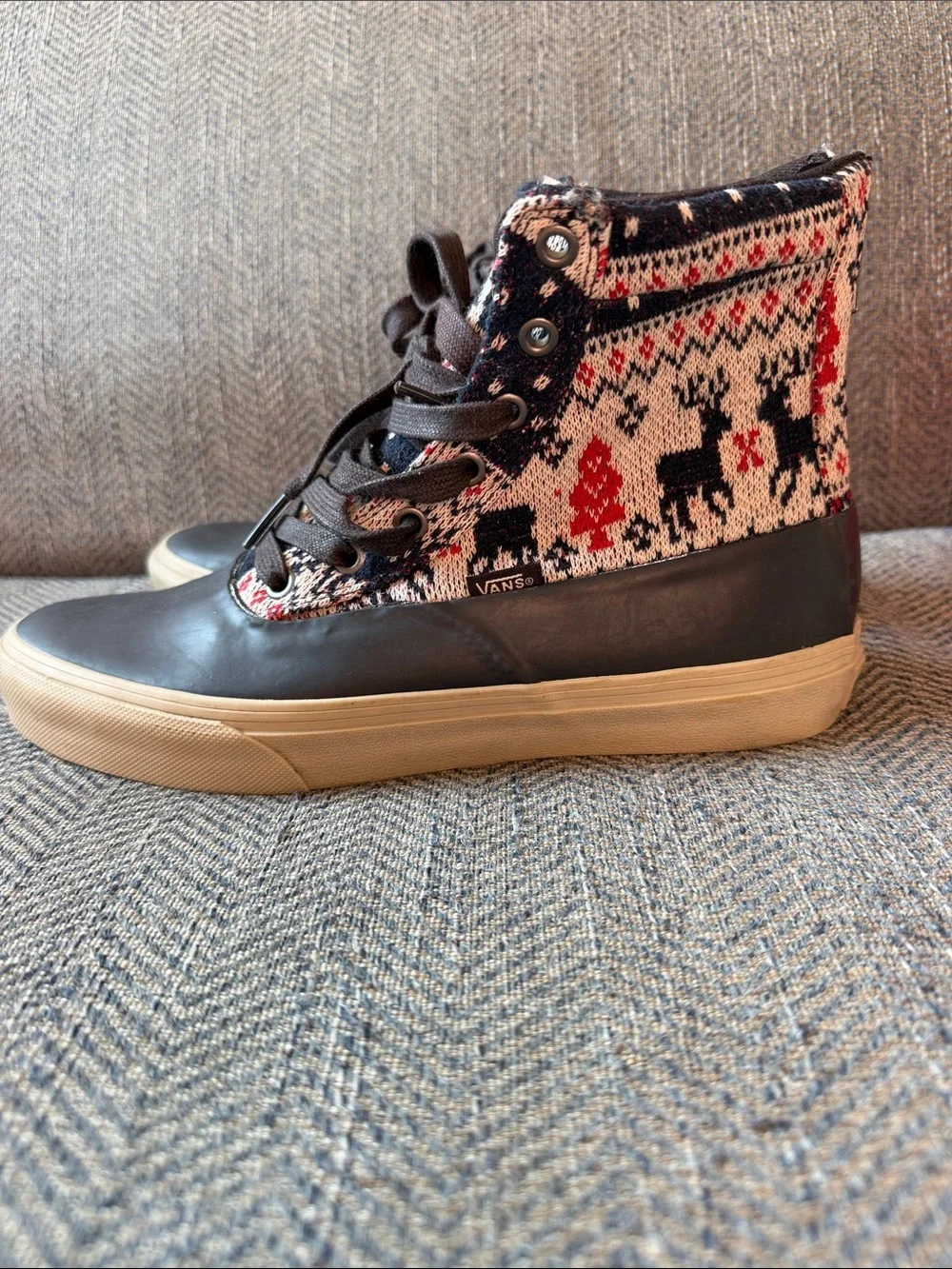 Vans OF the Wall Women’s High Top Knitted Back zip Duck Rubber Sneakers Sz: 7.5